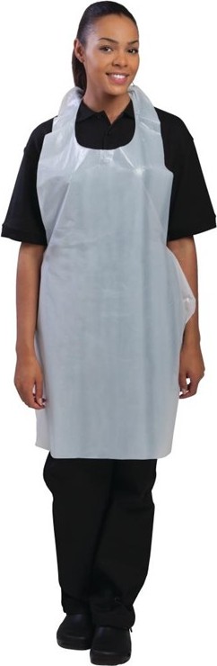  Gastronoble Disposable Polythene Bib Aprons White (Pack of 100) 