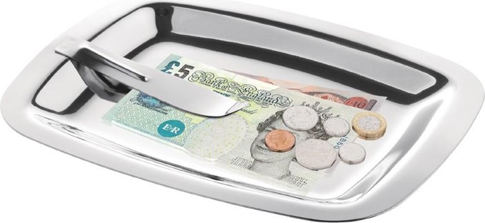  Olympia Square Stainless Steel Tip Tray With Bill Clip 