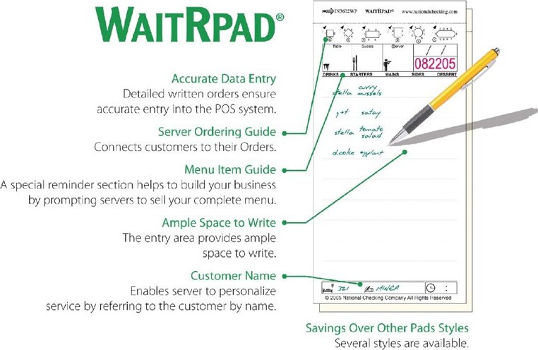  WaitRpad WaitRpads Waiting Pads Duplicate Carbonless (Pack of 10) 