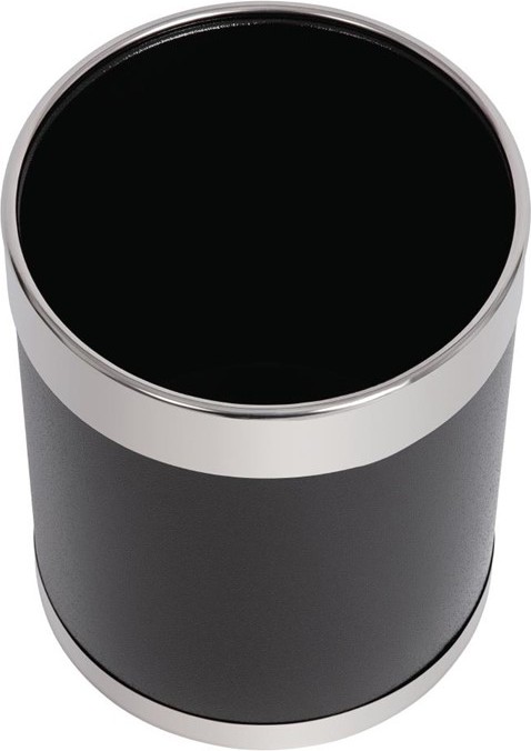  Bolero Black Waste Paper Bin with Silver Rim 
