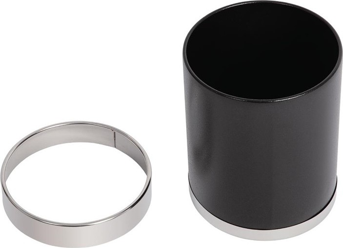  Bolero Black Waste Paper Bin with Silver Rim 