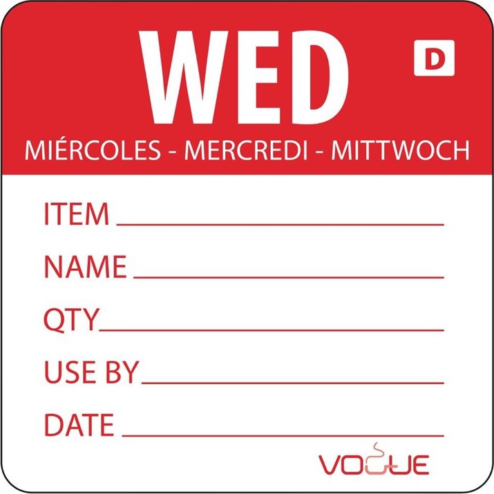  Vogue Dissolvable Day of the Week Labels Wednesday (Pack of 250) 