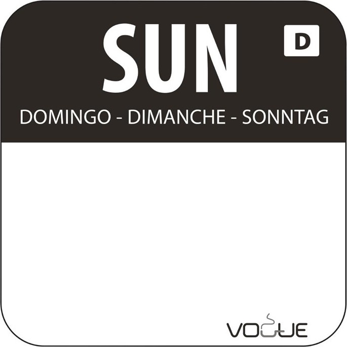  Vogue Dissolvable Food Rotation Labels Sunday (Pack of 1000) 