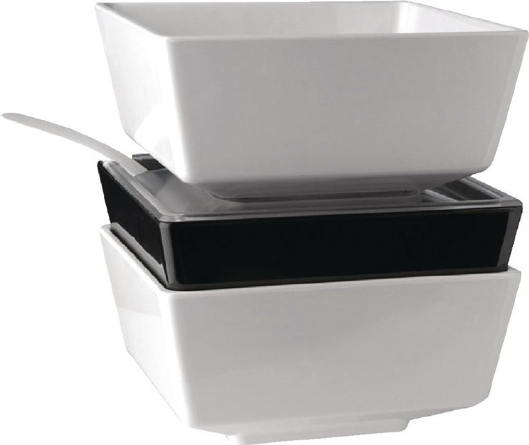  APS Float Black Square Bowl 7in 