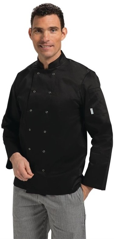  Whites Vegas Unisex Chef Jacket Long Sleeve Black - 