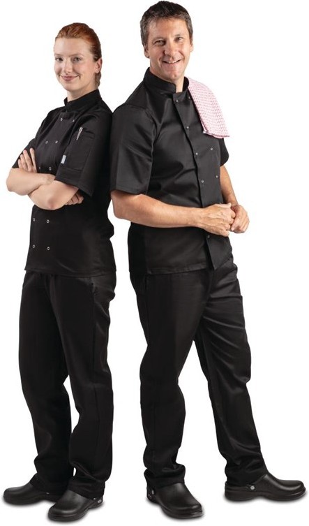  Whites Vegas Unisex Chef Jacket Short Sleeve Black - 