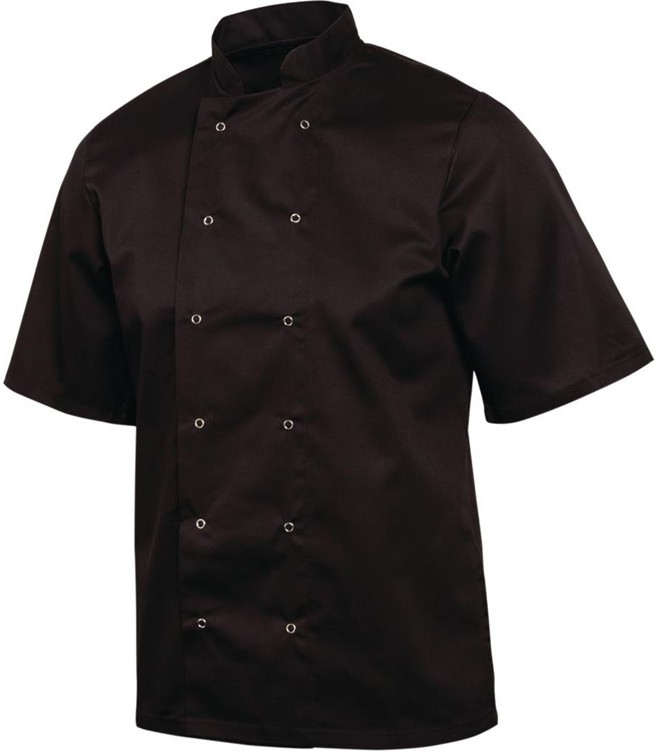  Whites Vegas Unisex Chef Jacket Short Sleeve Black - 