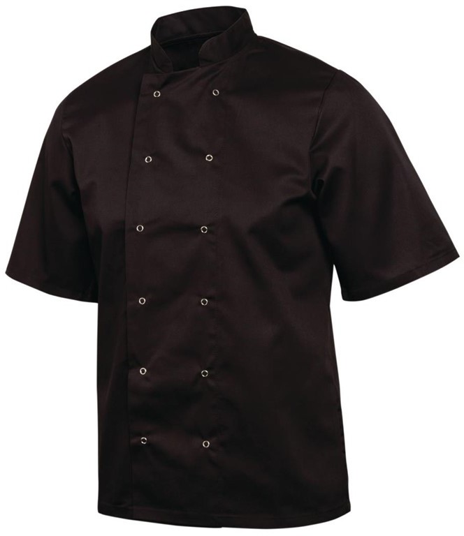  Whites Vegas Unisex Chef Jacket Short Sleeve Black - 