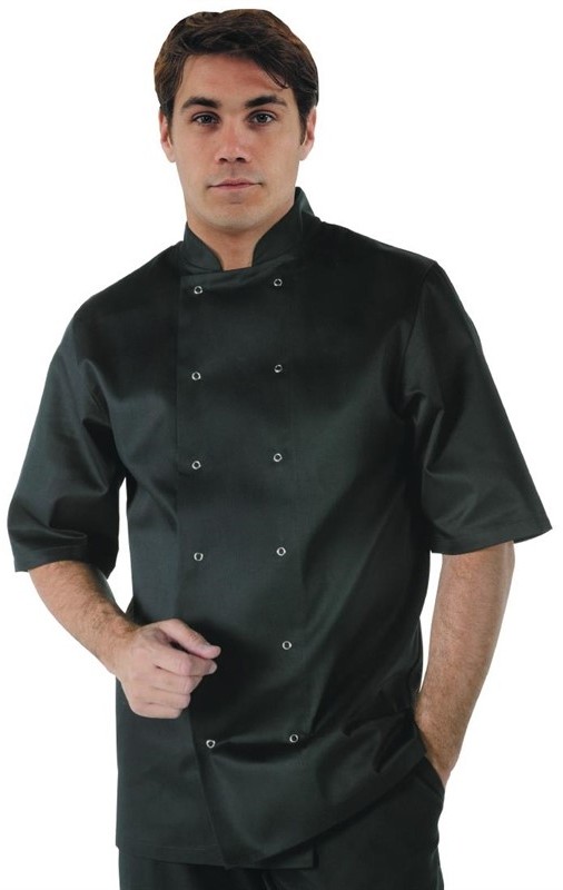  Whites Vegas Unisex Chef Jacket Short Sleeve Black - 
