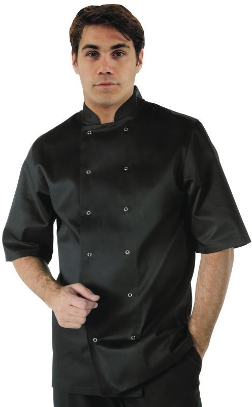  Whites Vegas Unisex Chef Jacket Short Sleeve Black - 