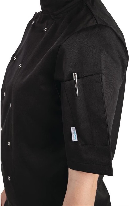  Whites Vegas Unisex Chef Jacket Short Sleeve Black - 