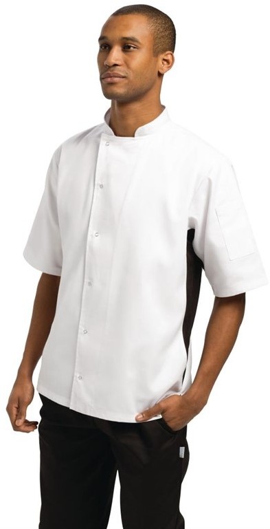  Whites Nevada Black and White Unisex Chefs Jacket 
