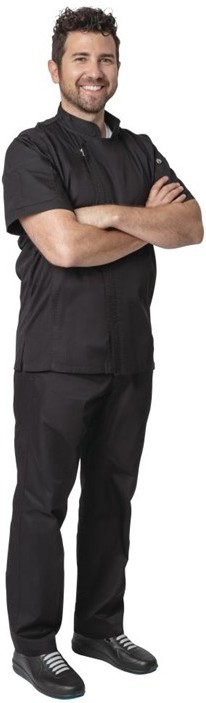  Chef Works Springfield Zipper Mens Chefs Jacket Black 