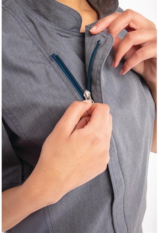  Chef Works Unisex Springfield Lightweight Short Sleeve Zipper Coat Ink Blue 