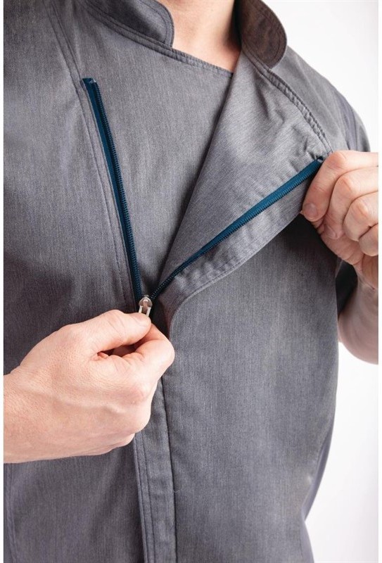  Chef Works Unisex Springfield Lightweight Short Sleeve Zipper Coat Ink Blue 