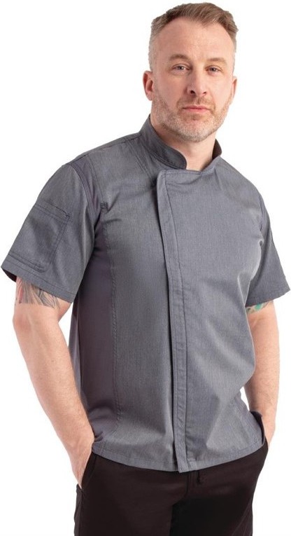  Chef Works Unisex Springfield Lightweight Short Sleeve Zipper Coat Ink Blue 