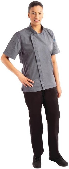  Chef Works Unisex Springfield Lightweight Short Sleeve Zipper Coat Ink Blue 