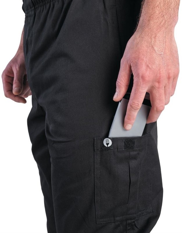  Chef Works Unisex Slim Fit Cargo Chefs Trousers Black 