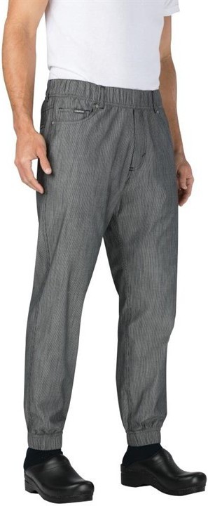  Chef Works Jogger 257 Black and White Fine Stripe 