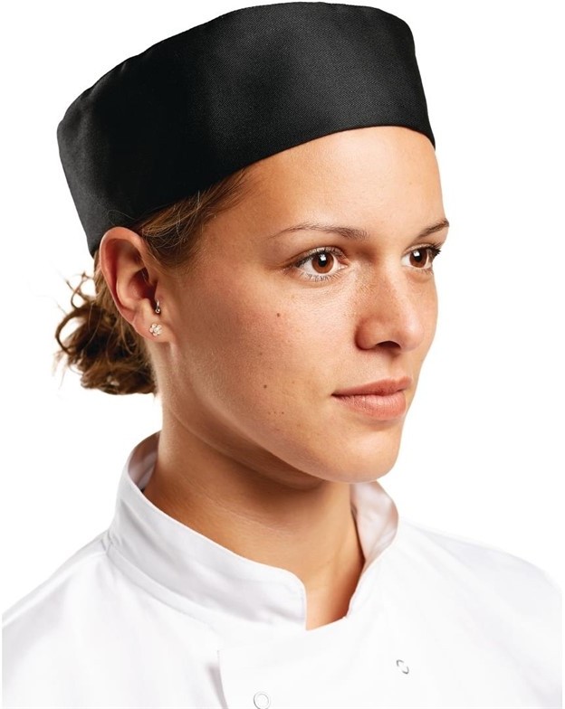  Whites Chefs Skull Cap Polycotton Black - 