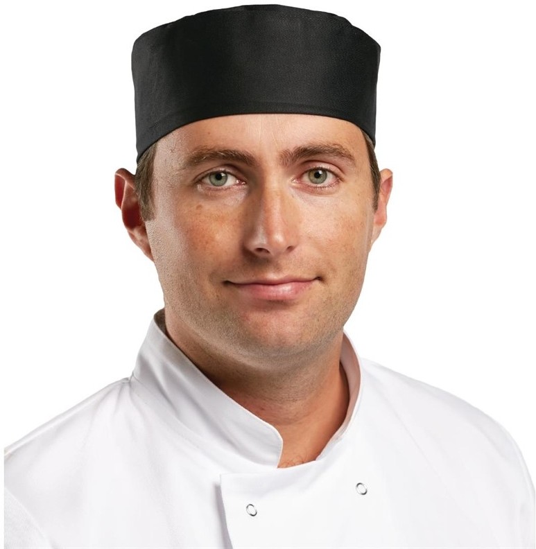  Whites Chefs Skull Cap Polycotton Black - 
