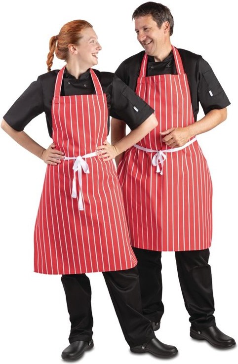  Whites Bib Apron  Red And White Stripe 