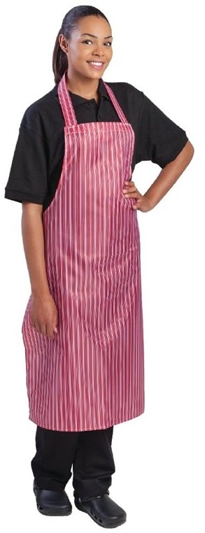  Whites Waterproof Bib Apron Red And White Stripe 