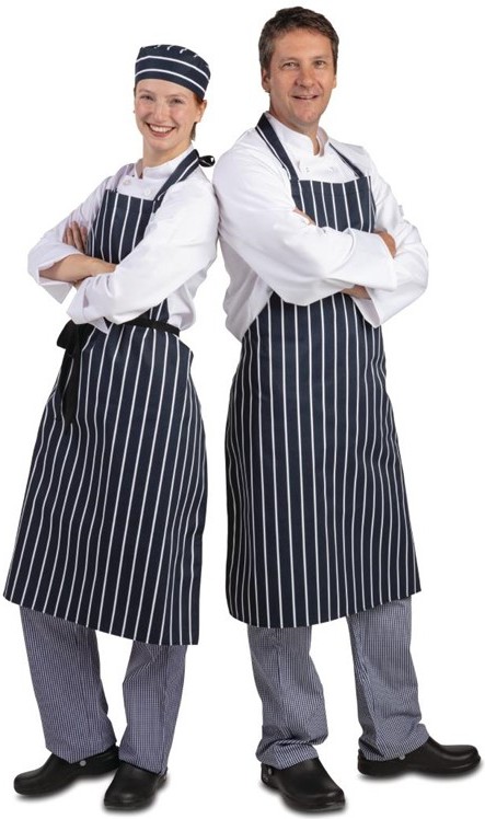  Whites Butchers Apron   Navy Stripe Extra Large 