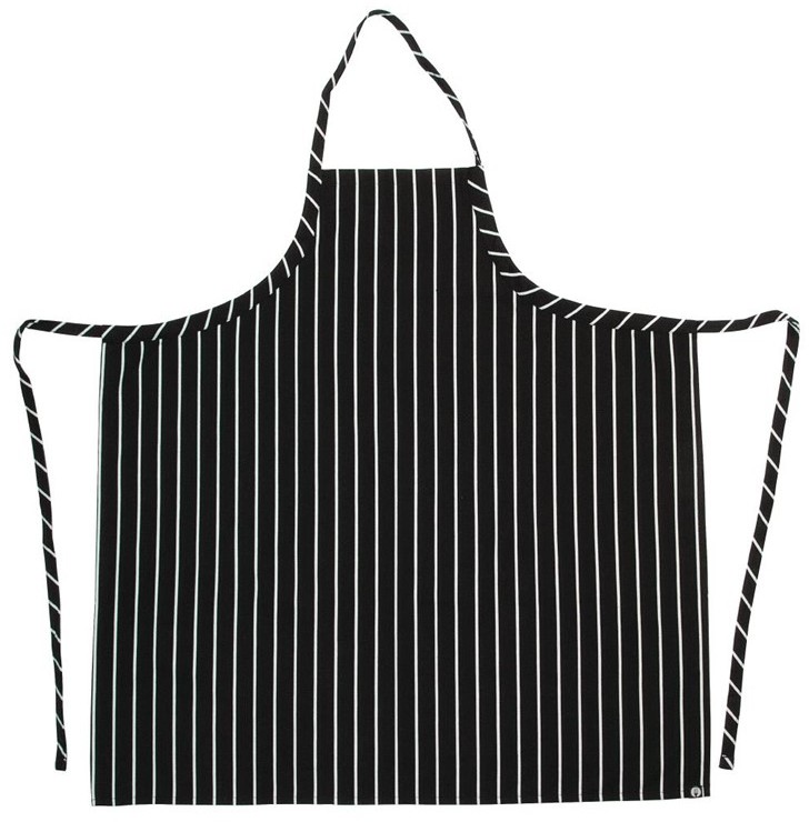  Chef Works Premium Woven Bib Apron Black and White Stripe 