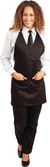 Whites V Neck Service Apron Black 