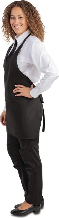  Whites V Neck Service Apron Black 