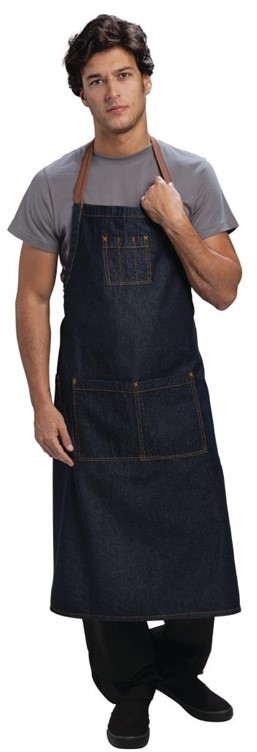  Chef Works Memphis Wide Bib Apron Indigo 