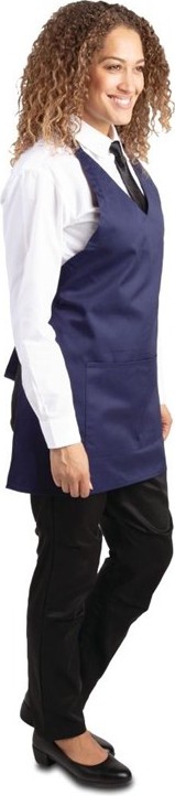  Whites V Neck Service Apron Navy Blue 