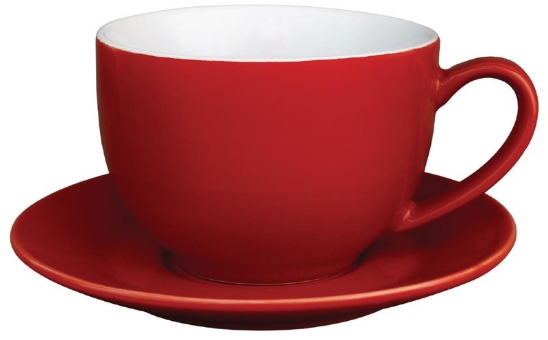  Olympia Cafe Cappuccino Cups Red 340ml (Pack of 12) 