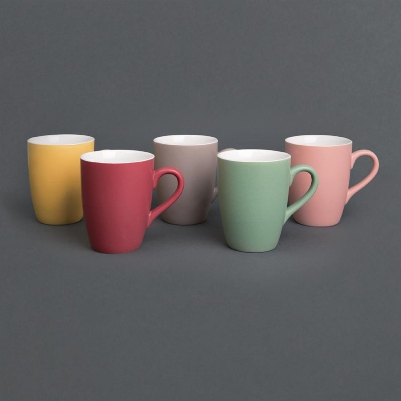  Olympia Matt Pastel Mug Red 340ml (Pack of 6) 