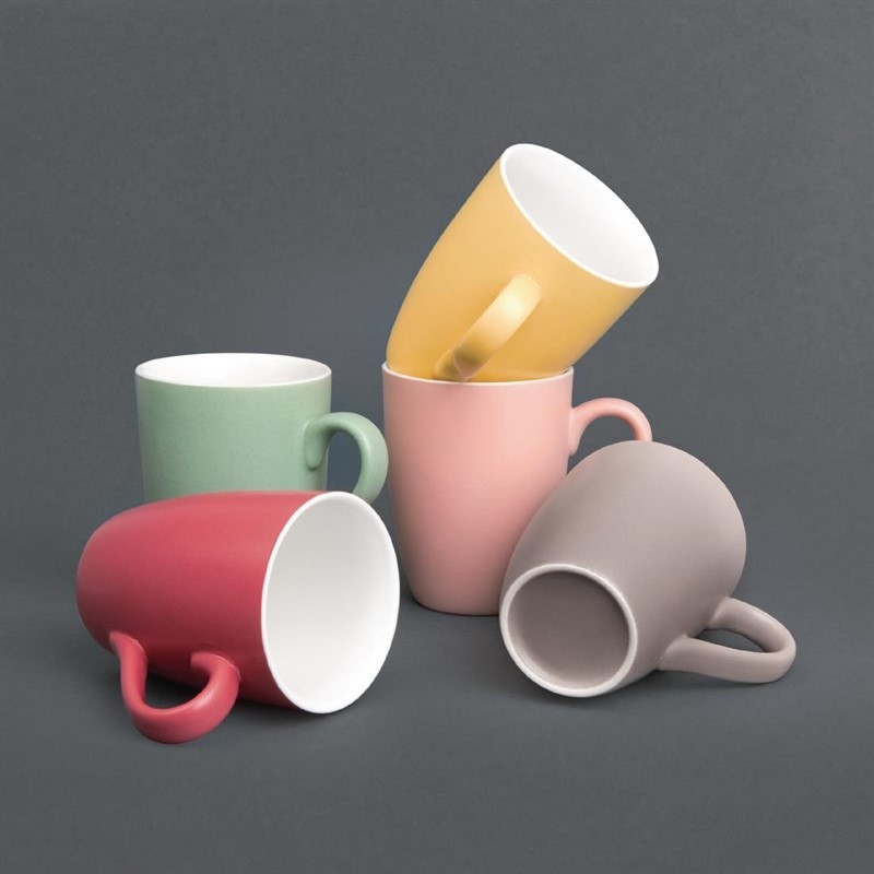  Olympia Matt Pastel Mug Red 340ml (Pack of 6) 