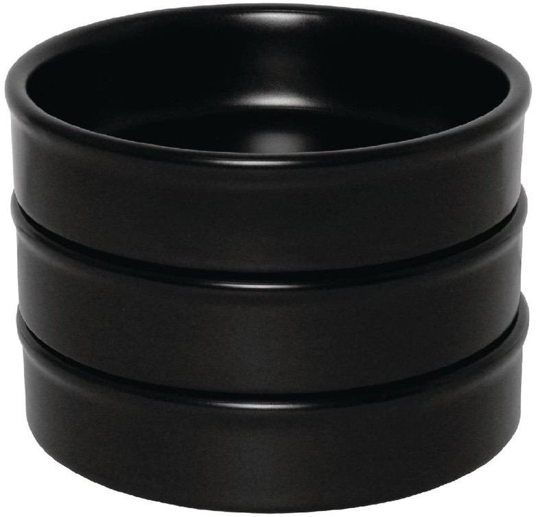  Olympia Mediterranean Stackable Dishes Black 134mm (Pack of 6) 