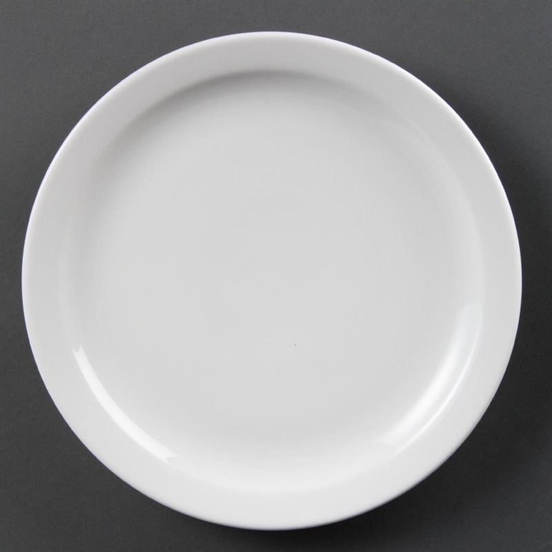  Olympia Whiteware Narrow Rimmed Plates 250mm (Pack of 12) 