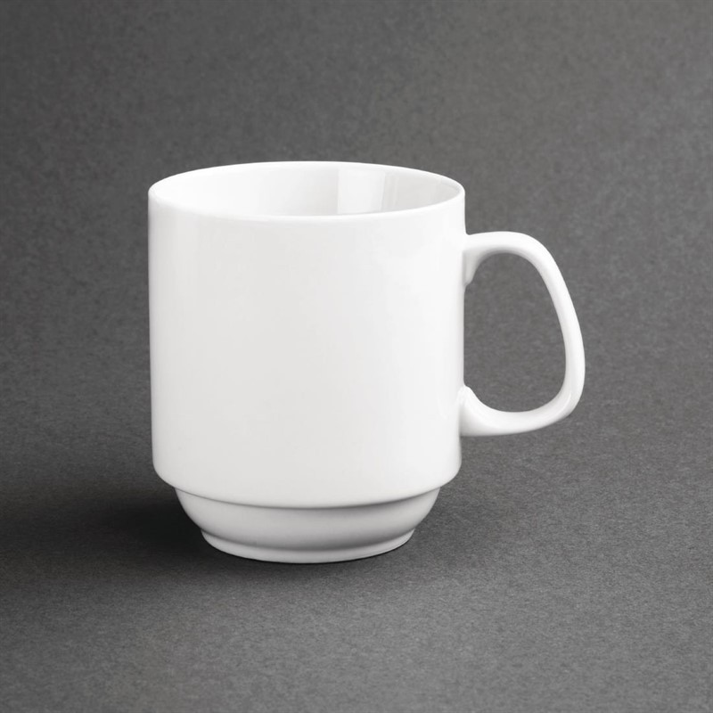  Olympia Whiteware Stacking Mugs 284ml 10oz (Pack of 12) 