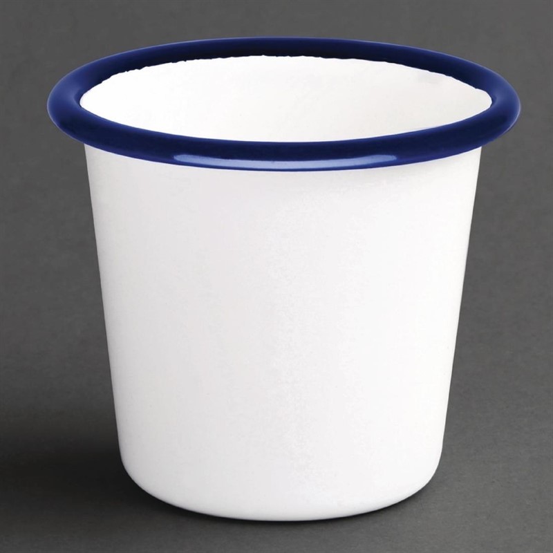  Olympia Enamel Sauce Cup White and Blue (Pack of 6) 