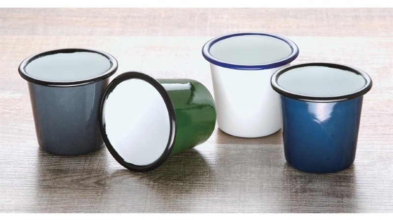  Olympia Enamel Sauce Cup White and Blue (Pack of 6) 