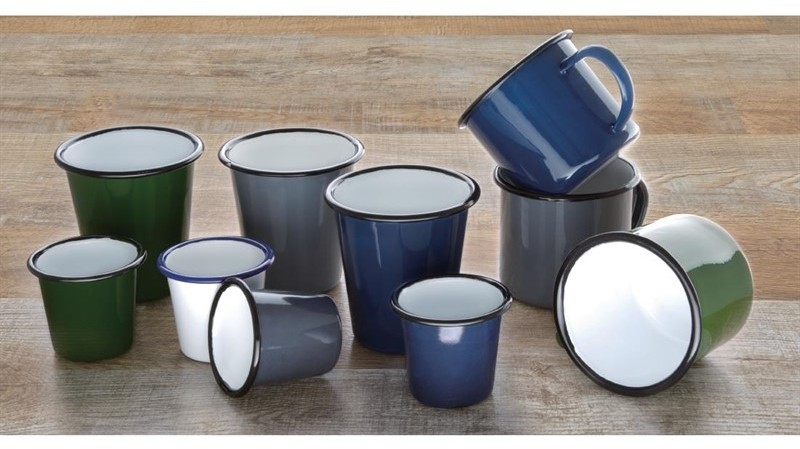  Olympia Enamel Sauce Cup White and Blue (Pack of 6) 