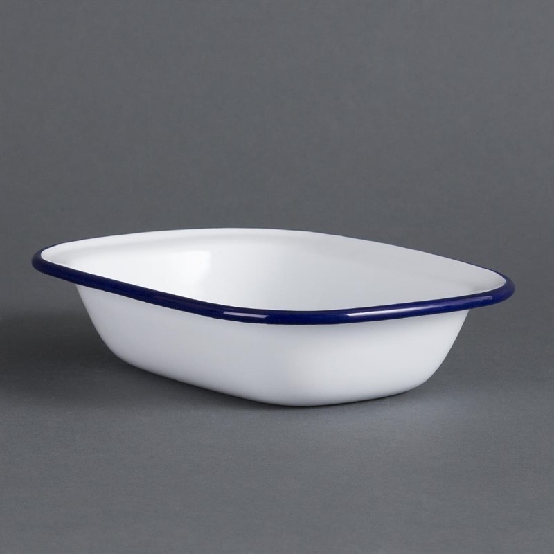  Olympia Enamel Pie Dishes Rectangular 180 x 135mm (Pack of 6) 