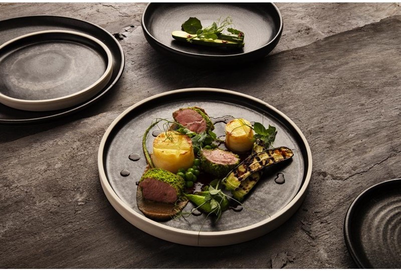  Olympia Canvas Flat Round Plate Delhi Black 180mm (Pack of 6) 