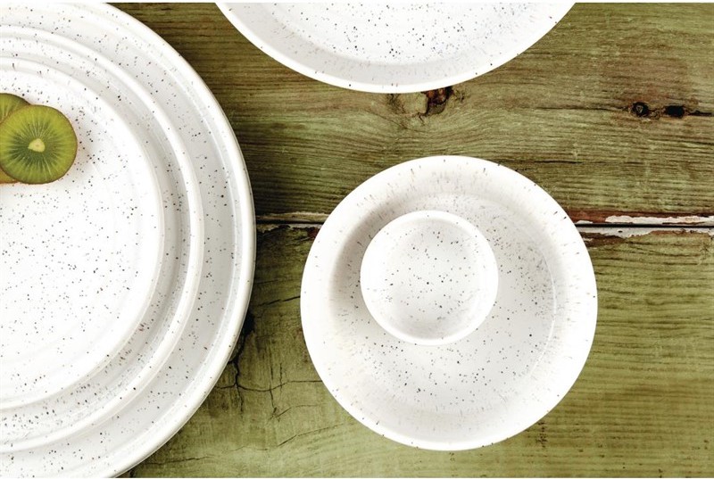  Olympia Cavolo White Speckle Flat Round Plate - 220mm (Box 6) 