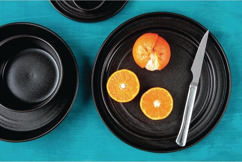  Olympia Cavolo Textured Black Flat Round Plate - 270mm (Box 4) 