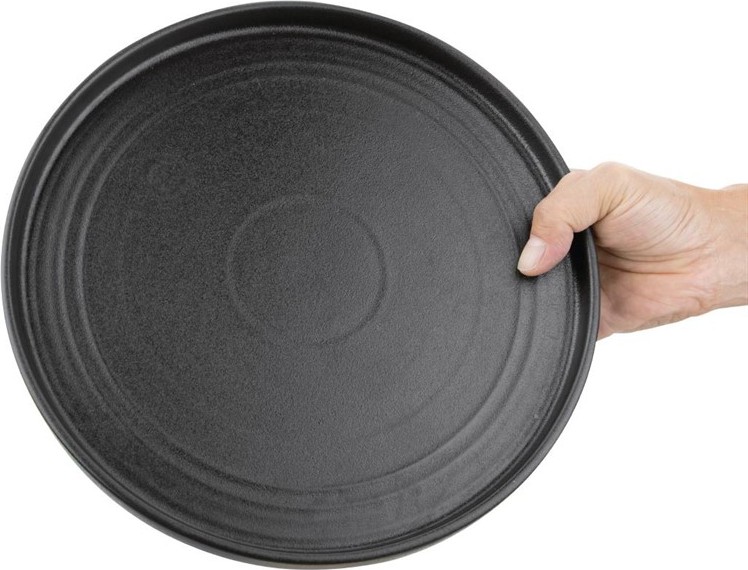  Olympia Cavolo Textured Black Flat Round Plate - 270mm (Box 4) 