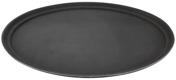  Kristallon Polypropylene Oval Non-Slip Tray Black 685mm 