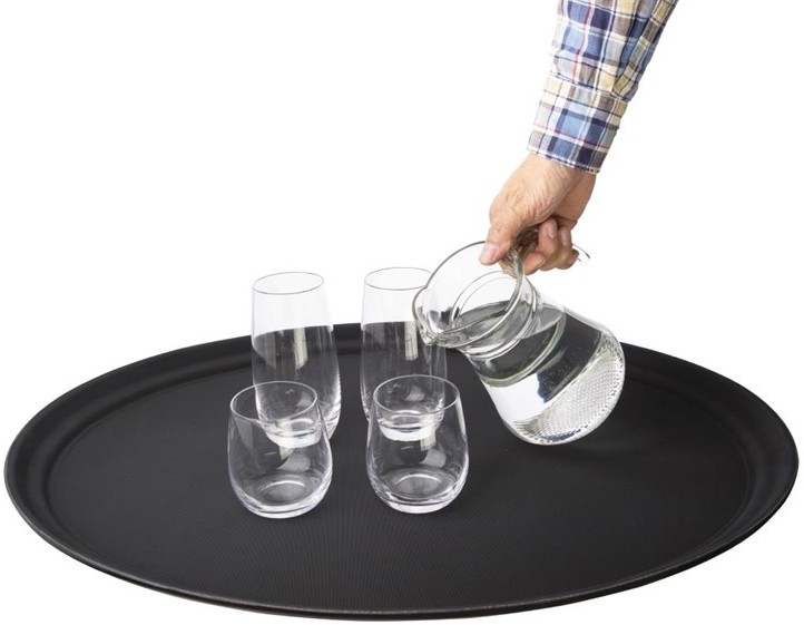  Kristallon Polypropylene Oval Non-Slip Tray Black 685mm 