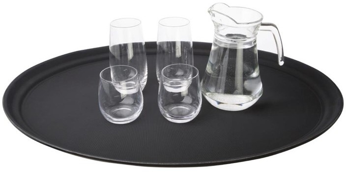  Kristallon Polypropylene Oval Non-Slip Tray Black 685mm 